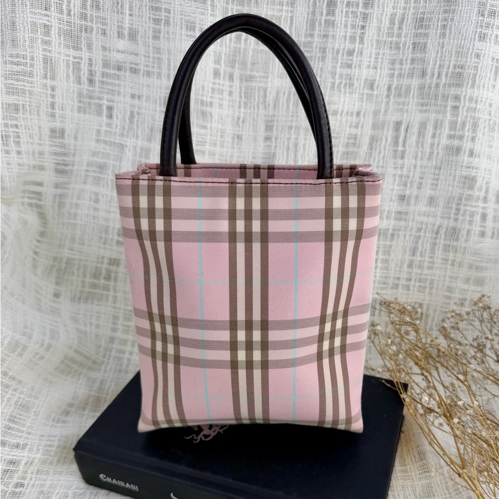 Authentic Burberry light Pink Nova Check Mini Tote Bag